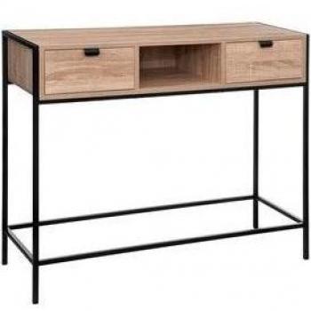 Consola Aliaj de Madera y Metal con 2 Cajones 100x35x80 cm