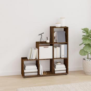 Escalera Librería en Madera Multicapa Roble Humo 107 cm con diseño de estantería en forma de escalera, fabricada en madera contrachapada de roble ahumado, color marrón