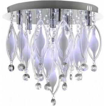 Lámpara de techo empotrada Spindle de 6 luces LED en cromo y vidrio con control remoto, G9