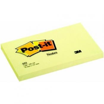 Postit Sticky Notes 76 x 127mm Canary Yellow 100 Sheets Per Pad Pack of 12 Pads 655YE