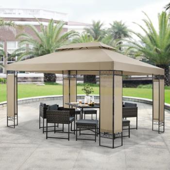 Carpa de Recepción Lanciano Beige 400 x 300 x 265 cm con Estructura de Acero y Techo Doble Impermeable