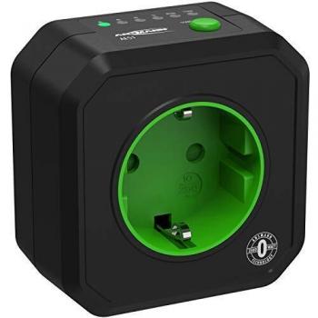 ANSMANN Enchufe con temporizador con 6 programas AES 1 Zero - Programas desde 15 min hasta 8h - Carga máx. 2500W / 10A - Negro y verde