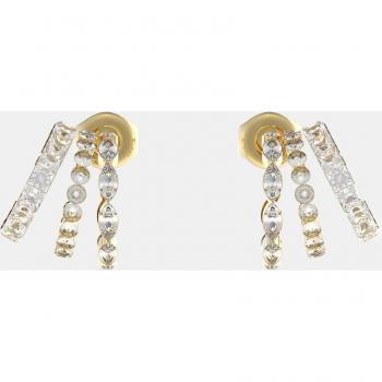 Pendientes de aro Crazy Earrings Triples de acero y cristales