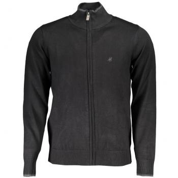 U.S. Polo Assn. Men's Black Elegant Long Sleeve Zip Cardigan with Embroidery - Size L