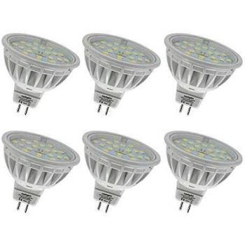 Uplight 5.5W MR16 LED Bombillas,Blanco Cálido 3000K,Equivalente 50-60W Luz Halógena,Ra85 600LM,DC12V,120°Ángulo de haz GU5.3 LED Bombillas,6 Piezas.