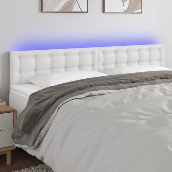 Cabecero LED blanco 200x5x78/88 cm en cuero sintético con iluminación integrada