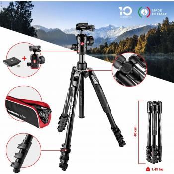 Manfrotto Befree Advanced - Tripode con Cierre de Palanca, Kit de Trípode de Viaje con Cabezal Esférico, portátil y compacto, Trípode de Aluminio para Cámaras DSLR Réflex y sin Espejos y Accesorios