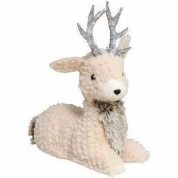 Figura de reno de Navidad beige 30x25 cm