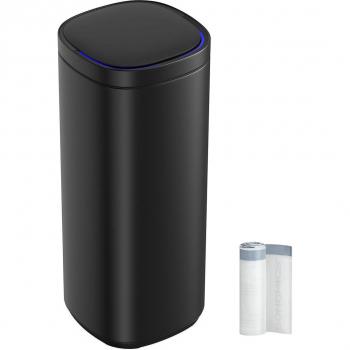 Cubo de Basura Automático de 50L con Sensor de Movimiento, Eliminación de Olores con Ozono, Indicador Luminoso Multicolor y Tapa de Acero Inoxidable