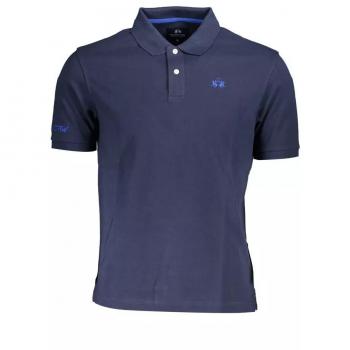 La Martina Blue Cotton Polo Shirt - M, Male, Blue, Size: M, Blue Cotton Polo Shirt with Embroidery
