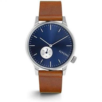 Komono Winston Subs Cognac Blue Leather Watch