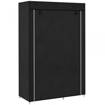 Armario de Tela Plegable HOMCOM con 6 Estantes y Barra para Colgar, Organizador Ropero Portátil Negro 103x43x162,5 cm