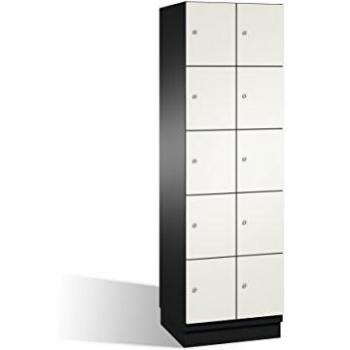Armario de Compartimentos Bajo Llave Cambio C+P con 10 Fácher, Puertas de Acero, Color Negro y Blanco