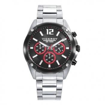 Reloj de Hombre Viceroy Magnum Cronómetro Acero Bisel IP Negro y Brazalete de Acero