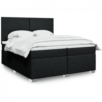 Cama box spring con colchón tela negro 200x200 cm Negro