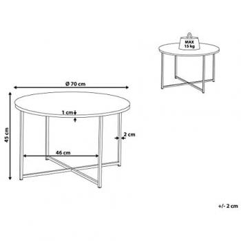 Mesa de Centro Redonda Efecto Mármol Blanco con Base Dorada 70 cm Quincy