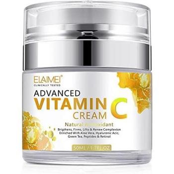 Crema Facial de Vitamina C con ácido Hialurónico, Crema Facial Natural Antienvejecimiento y Arrugas de día y Noche para Mujeres y Hombres, Aumenta el Colágeno de Piel, Ilumina, Hidrata y Rellena Piel