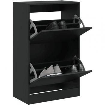 Zapatero negro de madera multicapa 60x34x96,5 cm
