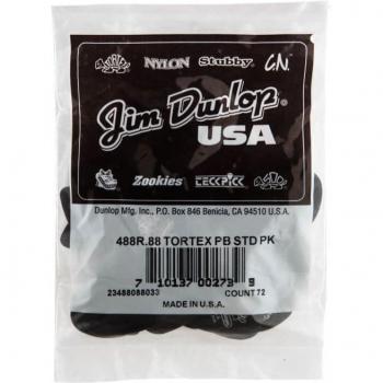 Dunlop Tortex Pitch Black Standard Guitar Picks .88mm - 72 Pack