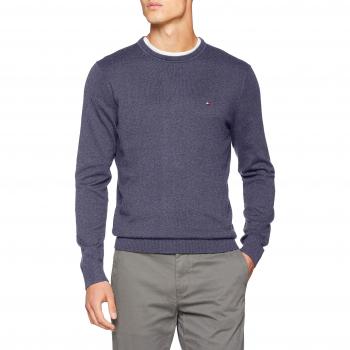 Tommy Hilfiger Pima Cotton Cashmere Cneck, suéter para Hombre, Azul