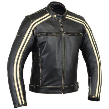 Australian Bikers Gear Retro Style 'The Bonnie' - Chaqueta de moto, Negro / Blanco, 5XL