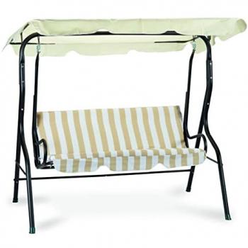 Mecedora de Jardín de Acero Beige para 3 Personas, 170x113x156 cm