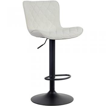 Taburete de bar regulable y giratorio en Tela Crema Emma CLP
