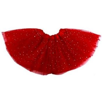 Falda de tul Stella para niñas - Falda de ballet con estrellas - Tutú Enagua - Rojo - Talla única