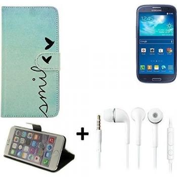 360° Funda Smartphone para Samsung Galaxy S3 Neo, 'smile' + auriculares | Wallet case flip cover caja bolsa Caso Monedero BookStyle - K-S-Trade