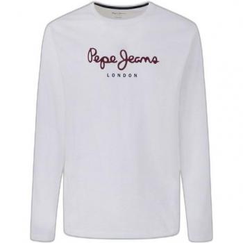 Pepe Jeans Eggo N Long Sleeve White Cotton T-Shirt - M