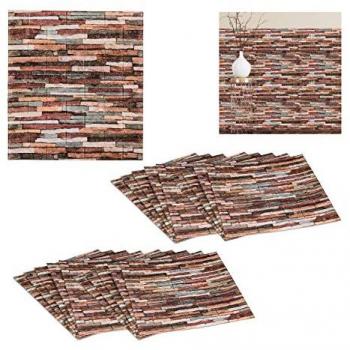 Paneles Pared 3D Autoadhesivos Efecto Piedra Multicolor (20 unidades, Cortables a Medida, 77 x 70 cm)