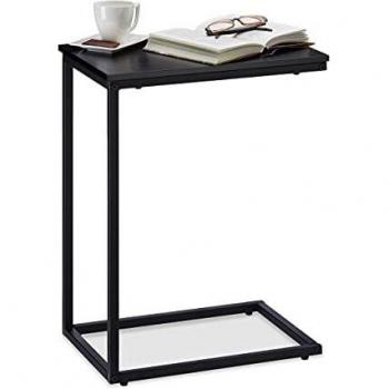 Mesa Auxiliar U-Shape, Estructura de Metal Robusto, Superficie de Melamina, 60 cm de Altura, Color Negro