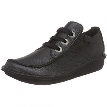 Clarks Funny Dream Black Leather Half Shoes for Women Size 37