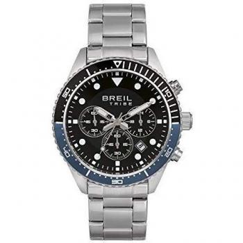 Reloj BREIL SAIL Cronógrafo de Hombre 42mm Negro Movimiento Quartz con Pulsera de Acero Plateado EW0485