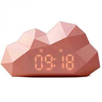 Despertador Digital Mini Cloudy con Nattlampa Rosa - Función Snooze y Diseño Moderno para Adultos y Niños