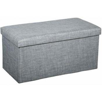 Pouf plegable doble Tomaz gris claro - 76,6 x 38 cm x 37,5 cm - Almacenamiento funcional