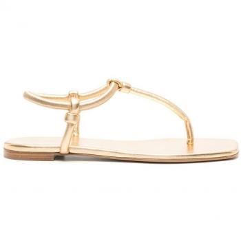 Gianvito Rossi Women's Golden Leather Thong Sandals - Size 38