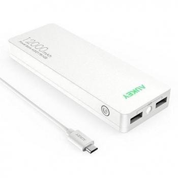 AUKEY Cargador Externo 12000mAh 5V/ 3.4A con AiPower Tech para iPhone, iPad, iPod, Smartphone, Teléfono Celular, MP3, MP4, PSP, GPS, Gopro