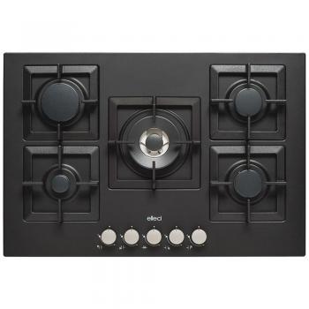 Piano Cottura a Gas Elleci Plano 75 TCC, 5 Zonas, Tripla Corona Central, 75 cm, Color Negro