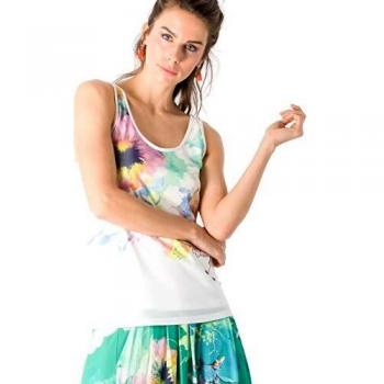 Smash! Top Camiseta con Estampado Posicional Floral para Ocasiones Especiales Top sin Mangas con Cuello Redondo de Verano para Mujer Tank Top Agarpone