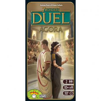 7 Wonders Duel: Agora - Juego de mesa estratégico para 2 jugadores, expansión del juego original 7 Wonders Duel, incluye nuevas cartas y mecánicas relacionadas con la política y la influencia, permite mayor interacción entre los jugadores, añade un 