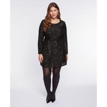 Vestido corto negro con lentejuelas completas