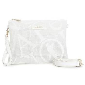 Bolso de mano con maxi logotipo impreso a láser en toda la superficie color blanco, diseño bandolera, incluye puño y es de la marca Cafè Noir