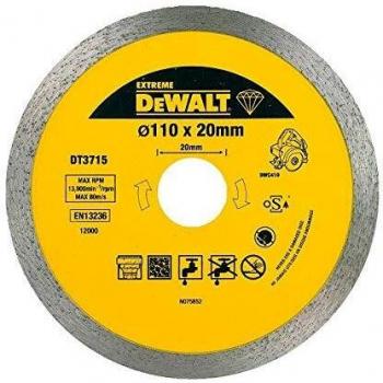 DeWalt DT3715-QZ DT3715-QZ-Disco de Diamante para Corte en seco y en húmedo de azulejo 110x20mm-Porcelana/Piedras, 0 W, 0 V, Arándano