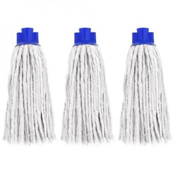 Fregona de Algodón Profesional XL Aigua con Recambio para Escoba con Flecos - Set 3-250 gr - Blanco - Made in Spain