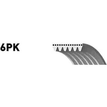 Correa trapecial poli V GATES 6PK1390, longitud de 1390 mm, perfil en forma de V, alta resistencia y durabilidad, diseñada para un rendimiento óptimo en sistemas de transmisión