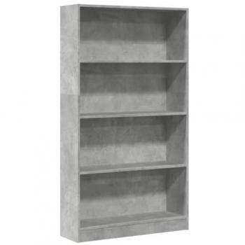 Estantería de madera de ingeniería gris hormigón 80x24x143 cm