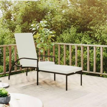 Tumbona con reposapiés de Rattan PE Marrón Sintético para Exterior