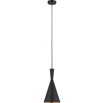 Lámpara colgante industrial y retro Pedro Black, latón - 2 luces, pantalla de aleación de metal, casquillo E27, diseño vintage