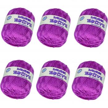 LA LANA ESTIVE 2214- PACK de 6 ovillos de 100grs cada uno para tejer. Color ROSA MAQUILLAJE